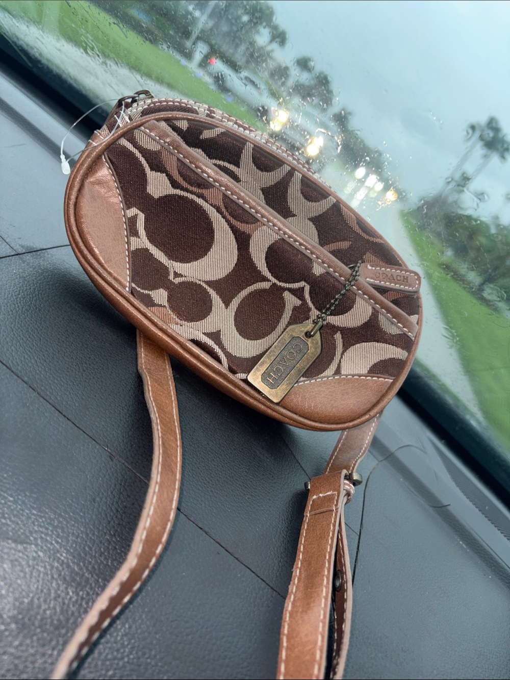 Coach Brown Signature Canvas Crossbody Pouch